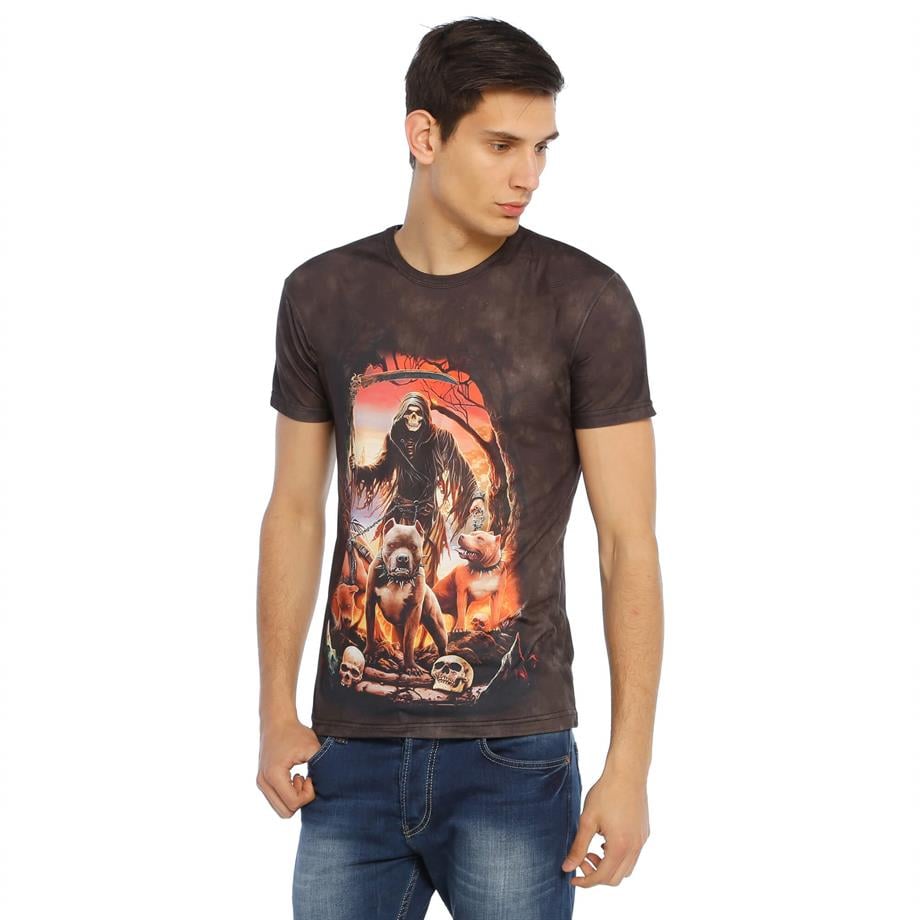 İskelet ve Köpek Desenli 3d Tişört - DZN8324