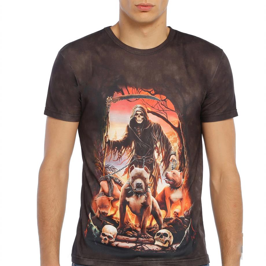 İskelet ve Köpek Desenli 3d Tişört - DZN8324