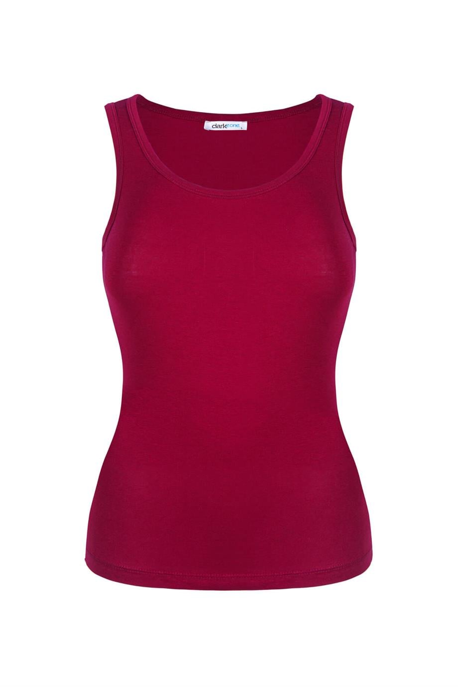 Kadın Bordo Penye Atlet - DZWM7214