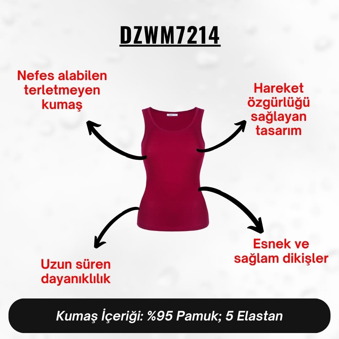 Kadın Bordo Penye Atlet - DZWM7214