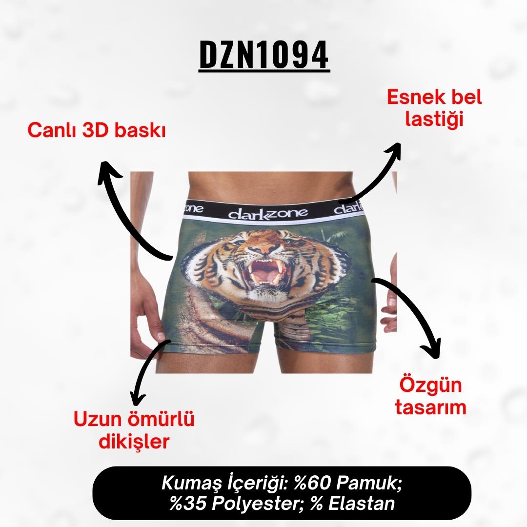 Kaplan Desenli 3D Yeşil Boxer - DZN1094