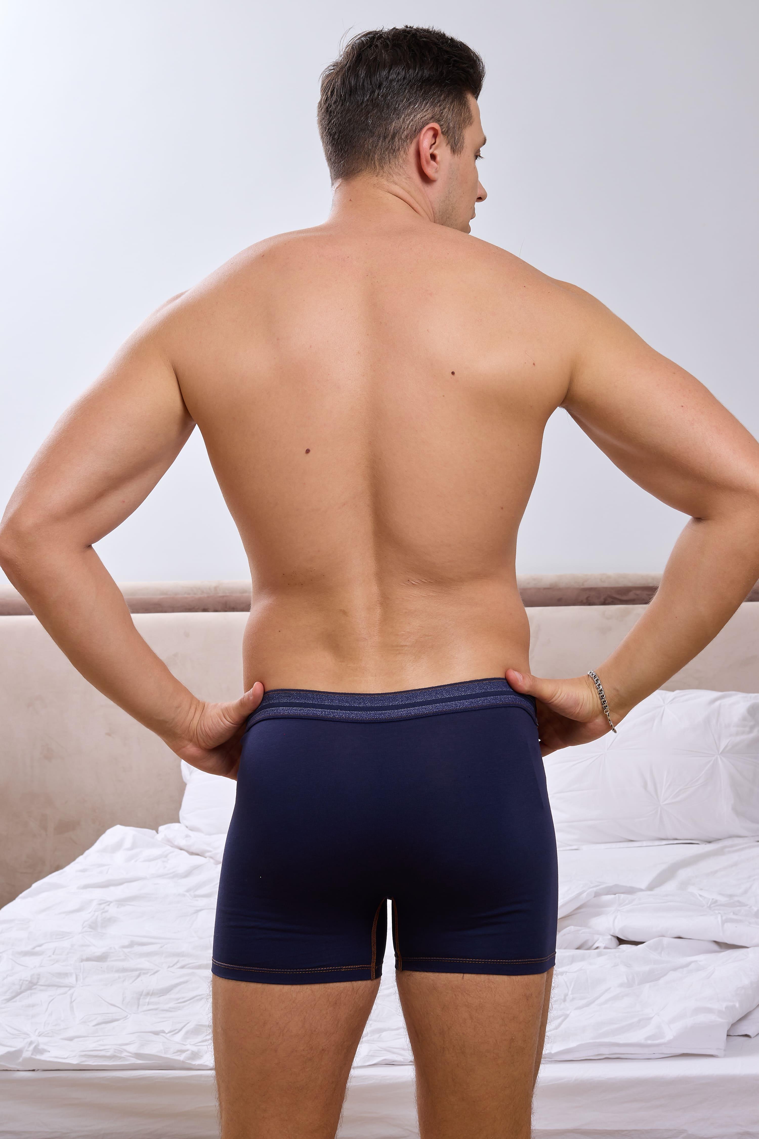 Kot Lastiği Desenli Lacivert Erkek Boxer - DZN2904