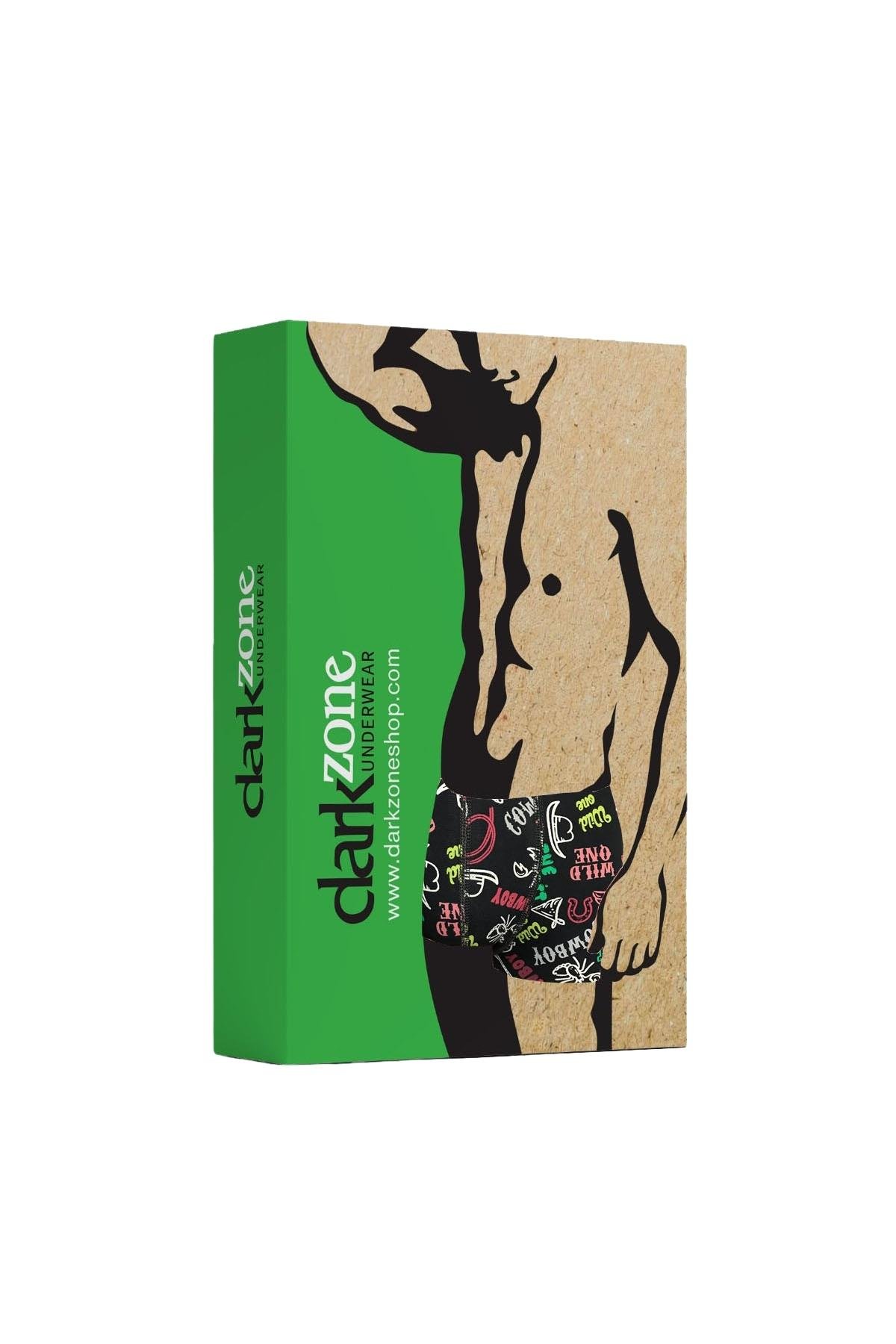 Kovboy Desenli Siyah Erkek Boxer - DZN2694