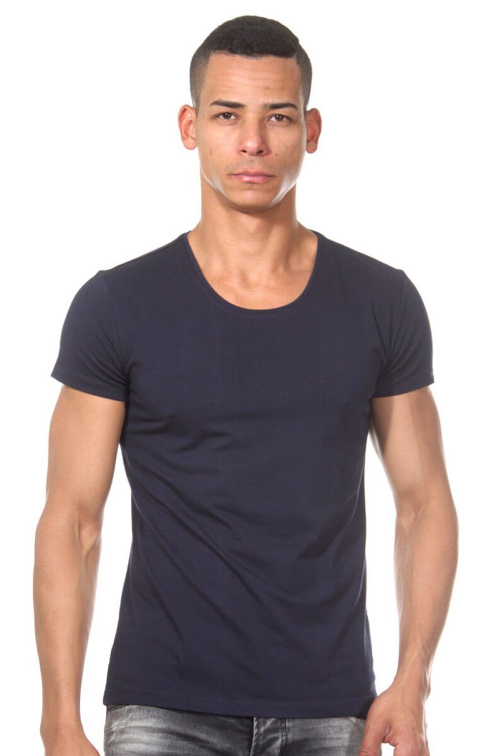 Bisiklet Yaka Lacivert Erkek T-Shirt - DZN8504