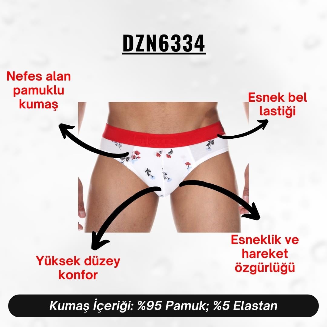 Lastikli Çiçek Desenli Beyaz Erkek Slip - DZN6334