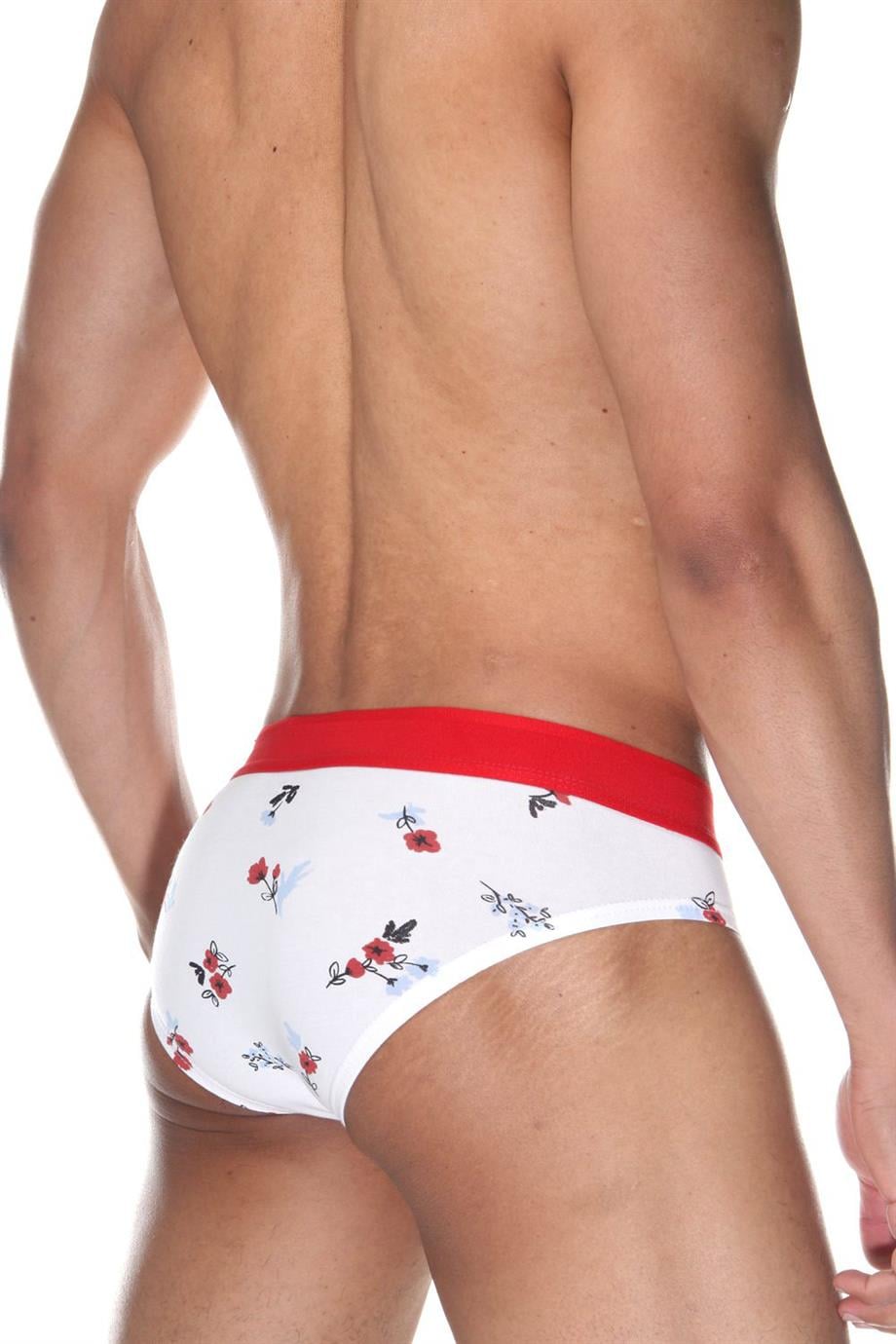 Lastikli Çiçek Desenli Beyaz Erkek Slip - DZN6334