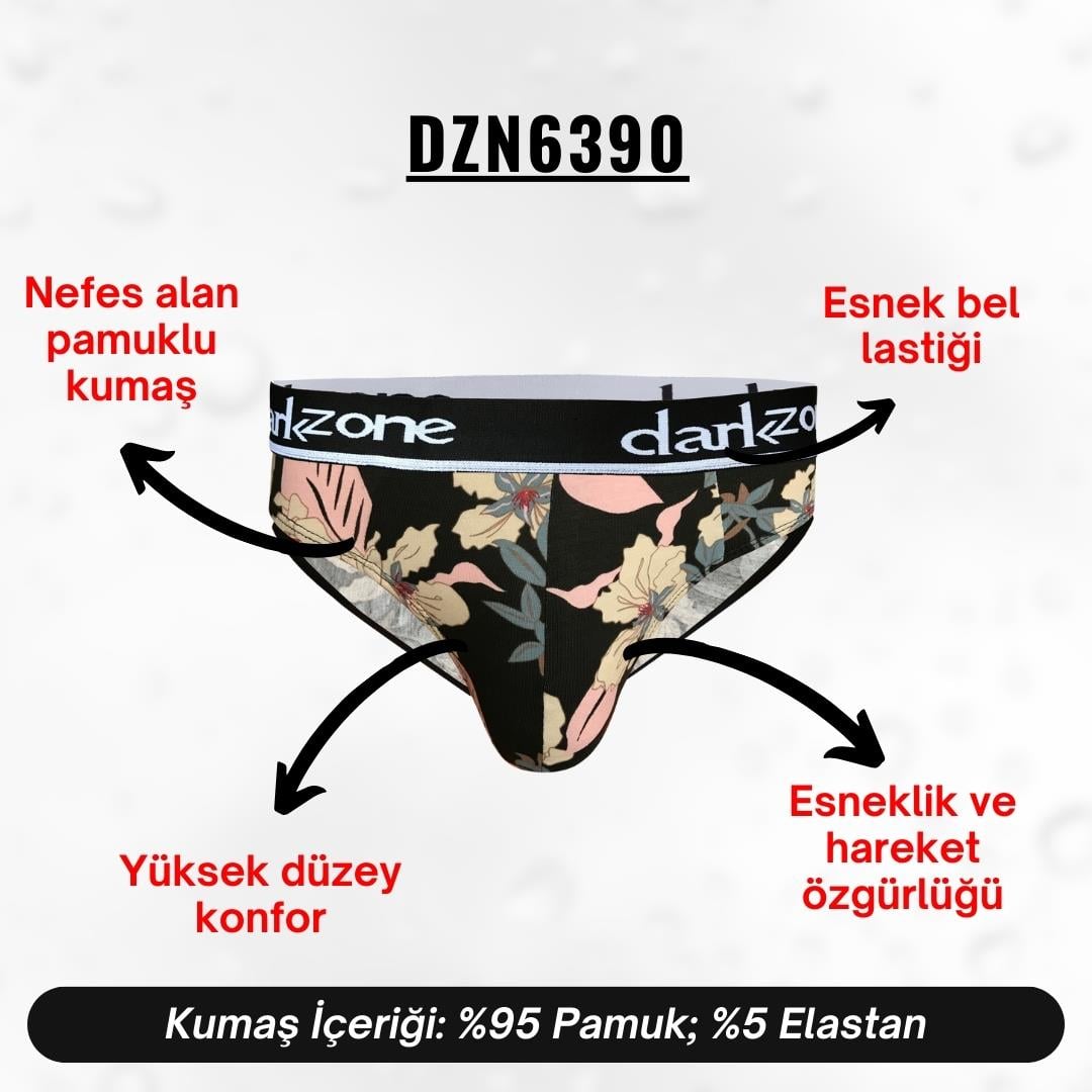Lastikli Çiçek Desenli Siyah Erkek Slip - DZN6390