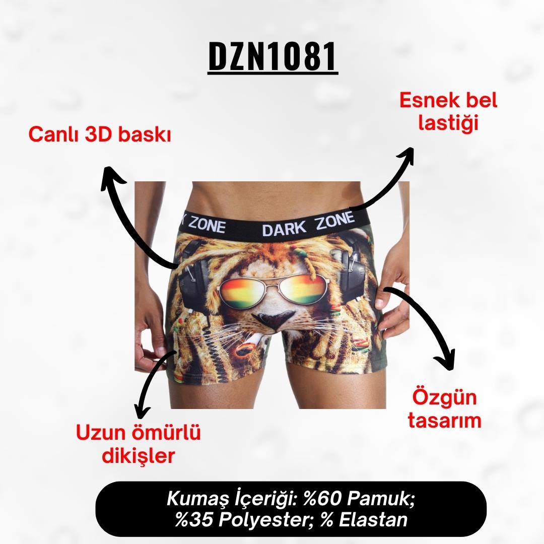 Rastalı Aslan Desenli 3D Boxer - DZN1081