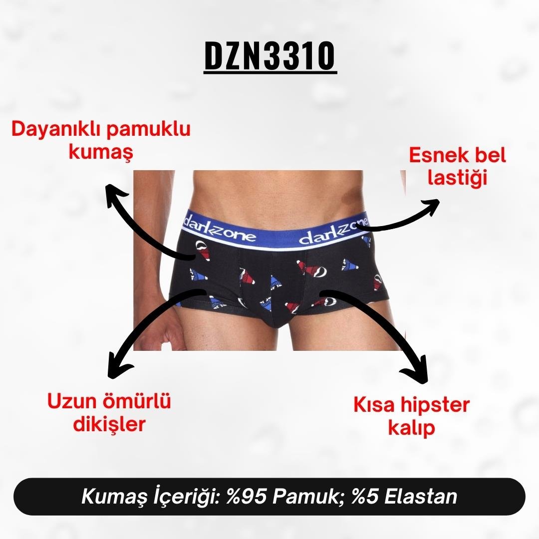 Şapka Desenli Kısa Erkek Boxer - DZN3310