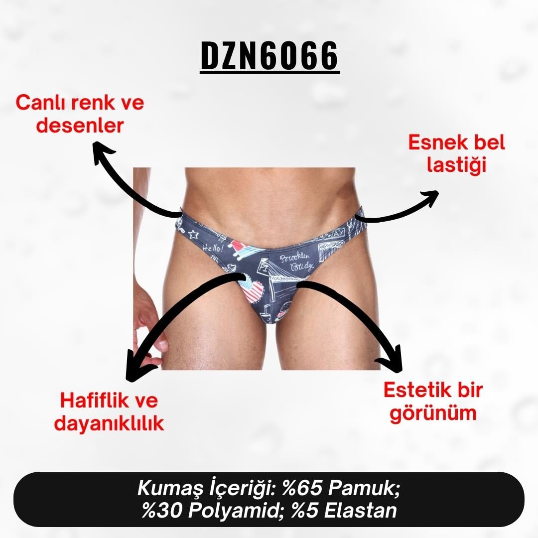 Tasarım Siyah Erkek Slip (Dijital Baskılı) - DZN6066