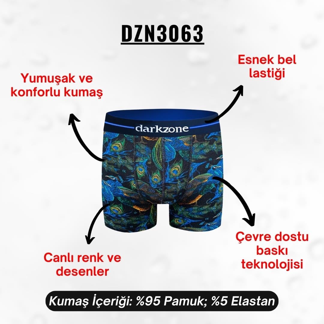 Tavuskuşu Desenli Erkek Boxer (Dijital Desenli) - DZN3063