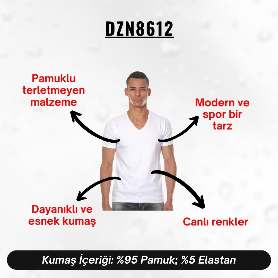 V Yaka Beyaz Erkek T-Shirt - DZN8612
