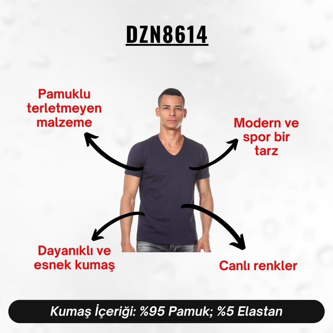 V Yaka Lacivert Erkek T-Shirt - DZN8614