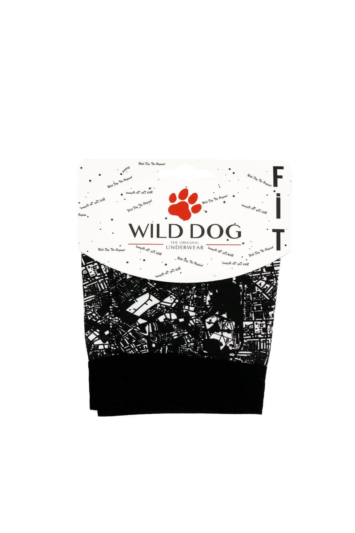 Wild Dog Erkek Pamuklu Desenli Siyah Klasik Boxer - WD0008