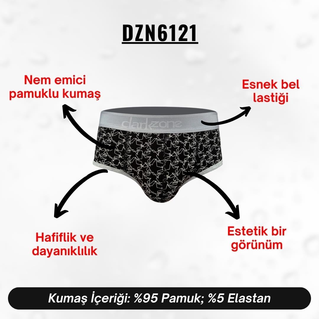 Yıldız Desenli Siyah Hipster Erkek Slip - DZN6121