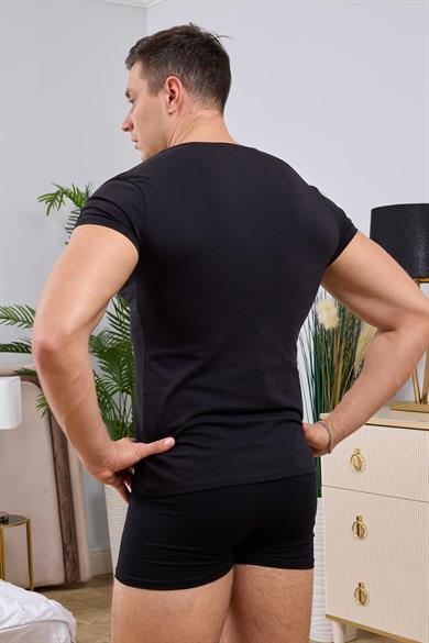 Açık Bisiklet Yaka Siyah Erkek T-Shirt - DZN8701