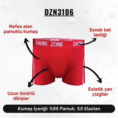 Beyaz Çizgili Kırmızı Erkek Boxer - DZN3106