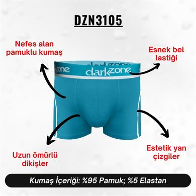 Beyaz Çizgili Turkuaz Erkek Boxer - DZN3105