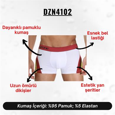 Beyaz Parçalı Desenli Erkek Boxer - DZN4102