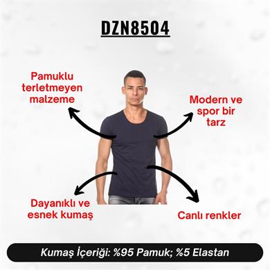 Bisiklet Yaka Lacivert Erkek T-Shirt - DZN8504