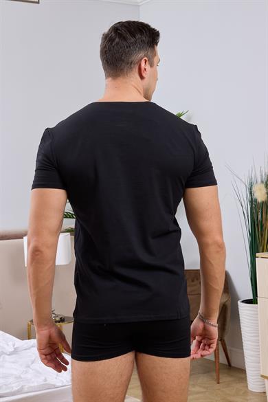 Bisiklet Yaka Siyah Erkek T-Shirt - DZN8501