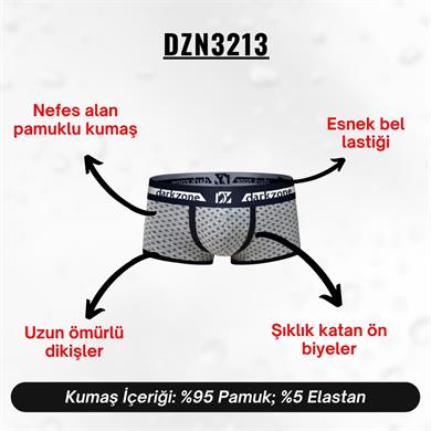 Biyeli Desenli Gri Erkek Boxer - DZN3213