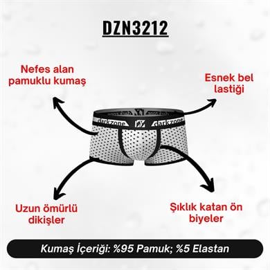 Biyeli Puantiye Desenli Beyaz Erkek Boxer - DZN3212