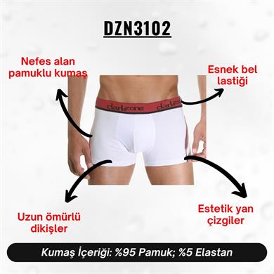 Bordo Çizgili Beyaz Erkek Boxer - DZN3102