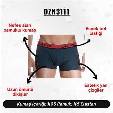 Bordo Çizgili Füme Erkek Boxer - DZN3111