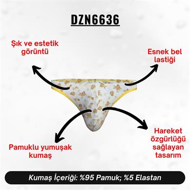 Çiçek Desenli Beyaz Erkek Tanga - DZN6636