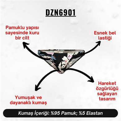 Çiçek Desenli Siyah Erkek Slip - DZN6901