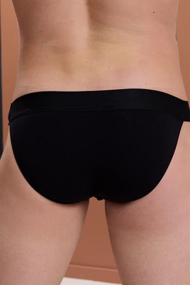 Erkek Siyah Yanları Açık Geniş Lastikli Slip Külot
