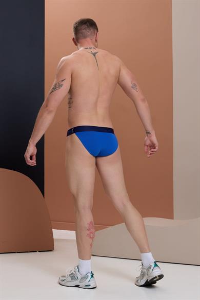 Erkek Saks Mavi Yanları Açık Geniş Lastikli Slip Külot
