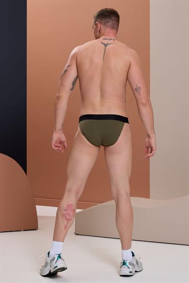Erkek Haki Yanları Açık Geniş Lastikli Slip Külot