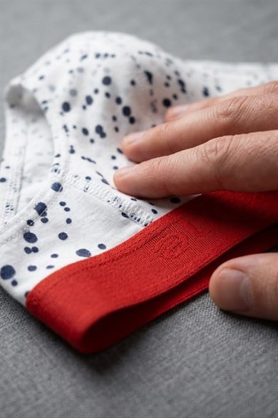 Erkek Nokta Desenli Beyaz Pamuklu Lastikli Slip Külot