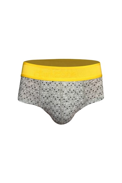 Erkek Kare Desenli Gri Pamuklu Lastikli Slip Külot