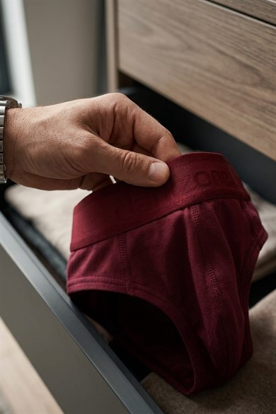 Erkek Bordo Pamuklu Lastikli Slip Külot