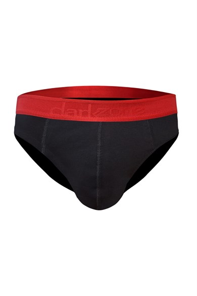Erkek Kırmızı Lastikli Siyah Pamuklu Lastikli Slip Külot