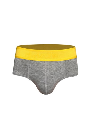 Erkek Sarı Lastikli Gri Pamuklu Lastikli Slip Külot