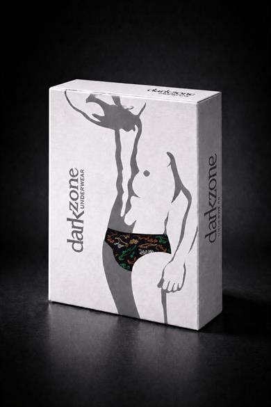 Erkek Dino Desenli Siyah Pamuklu Klasik Slip Külot