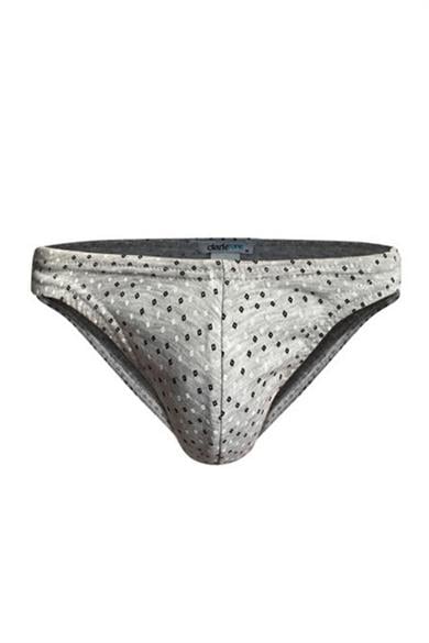 Erkek Geometrik Desenli Gri Pamuklu Klasik Slip Külot