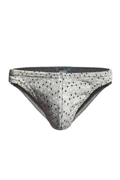 Erkek Geometrik Desenli Gri Pamuklu Klasik Slip Külot