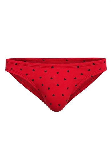 Erkek Kalp Desenli Kırmızı Pamuklu Klasik Slip Külot