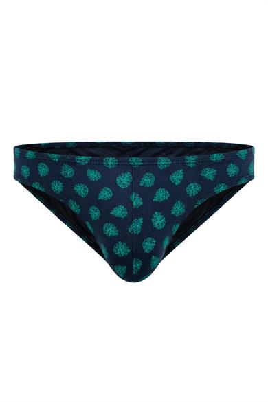 Erkek Kozalak Desenli Yeşil Pamuklu Klasik Slip Külot