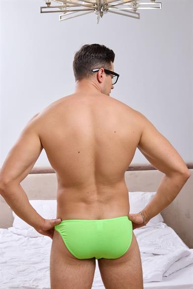 Erkek Neon Yeşil Pamuklu Klasik Slip Külot