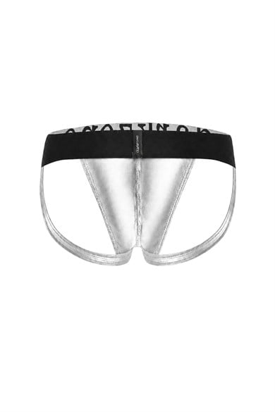 Erkek Fantezi Arkası Açık Silver Deri Jockstrap