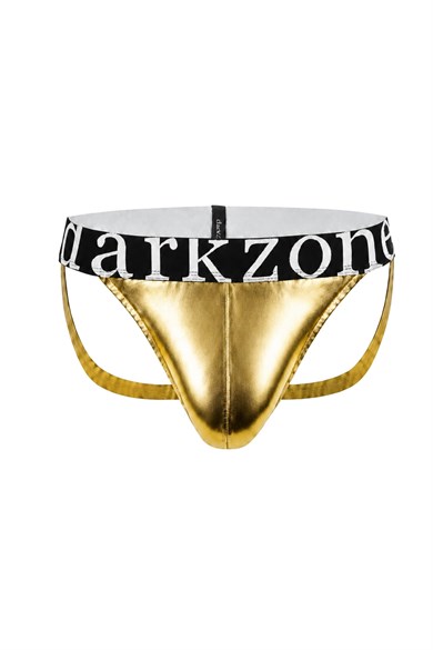 Erkek Fantezi Arkası Açık Gold Deri Jockstrap