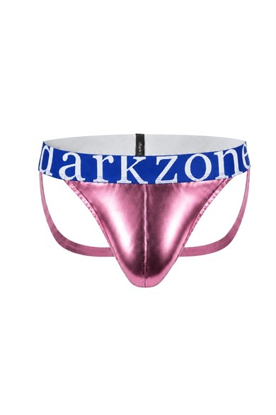 Erkek Fantezi Arkası Açık Pembe Deri Jockstrap