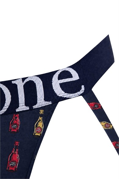Erkek Fantezi Arkası Açık Şişe Desenli Jockstrap