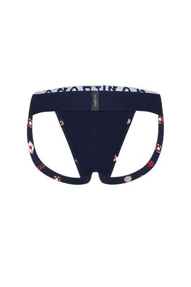 Erkek Fantezi Arkası Açık Casino Desenli Jockstrap